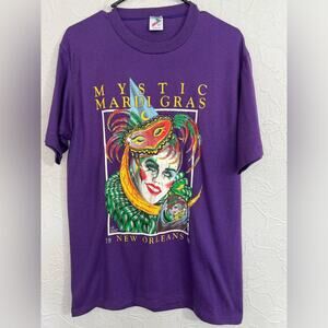 Vintage Mardi Gras New Orleans T-Shirt Festival Size Large 90’s Single Stitch